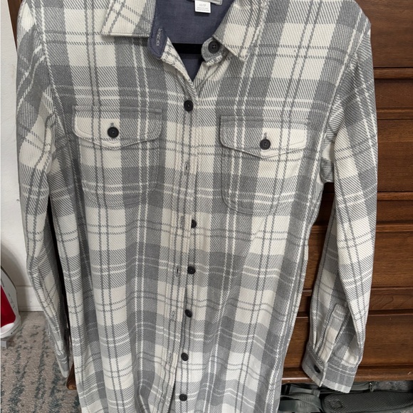Nwot Outerknown Gray and white Plaid blanket Shirt dress size xs - Picture 7 of 10